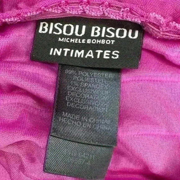 Y2k Hot Pink Ruffled Slip By Bisou Bisou Size Medium - Picture 8 of 9